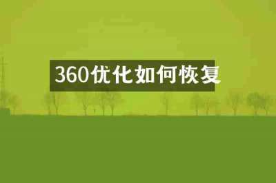 360优化如何恢复
