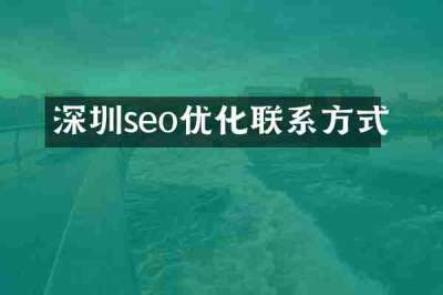 深圳seo优化联系方式