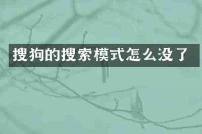 搜狗的搜索模式怎么没了