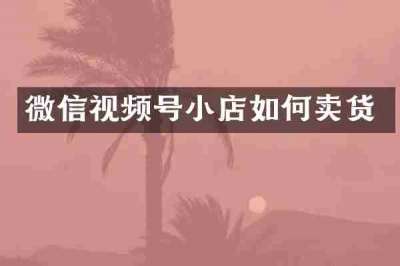 微信视频号小店如何卖货