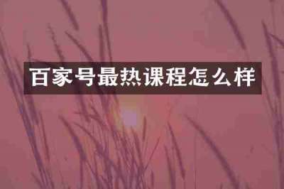 百家号最热课程怎么样