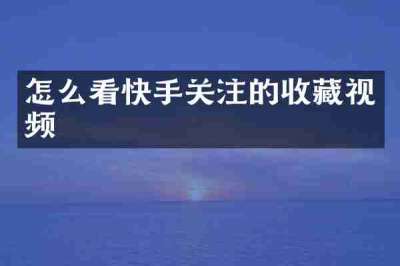 怎么看快手关注的收藏视频