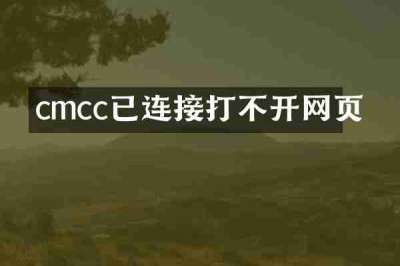 cmcc已连接打不开网页