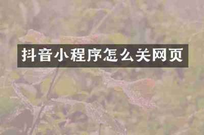 抖音小程序怎么关网页