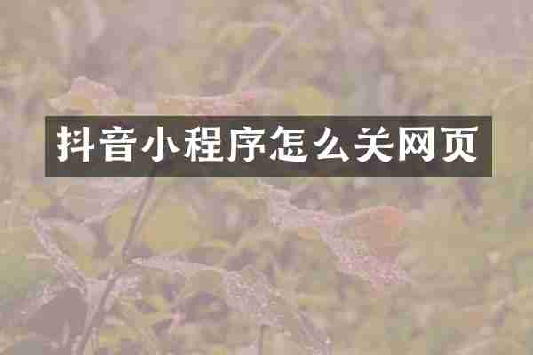 抖音小程序怎么关网页