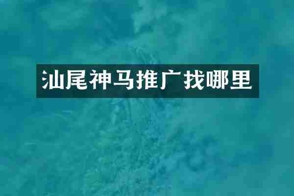 汕尾神马推广找哪里