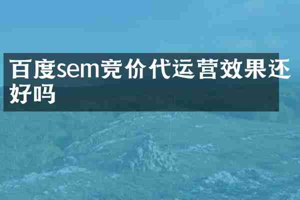 百度sem竞价效果还好吗
