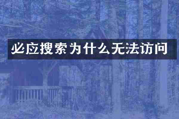 必应搜索为什么无法访问