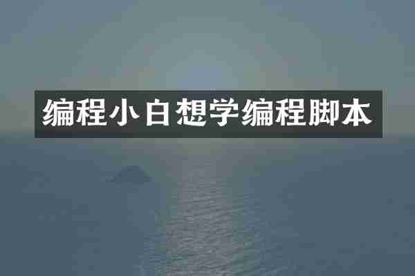 编程小白想学编程脚本