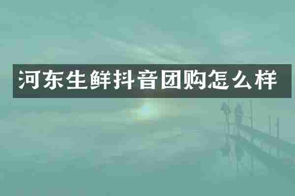 河东生鲜抖音团购怎么样