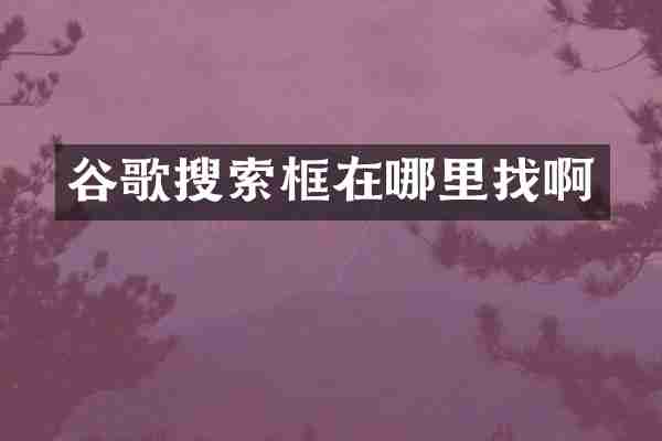谷歌搜索框在哪里找啊