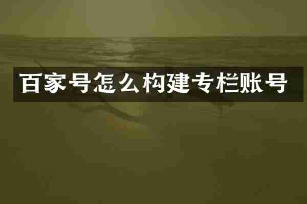 百家号怎么构建专栏账号