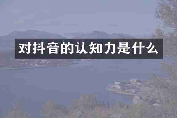 对抖音的认知力是什么