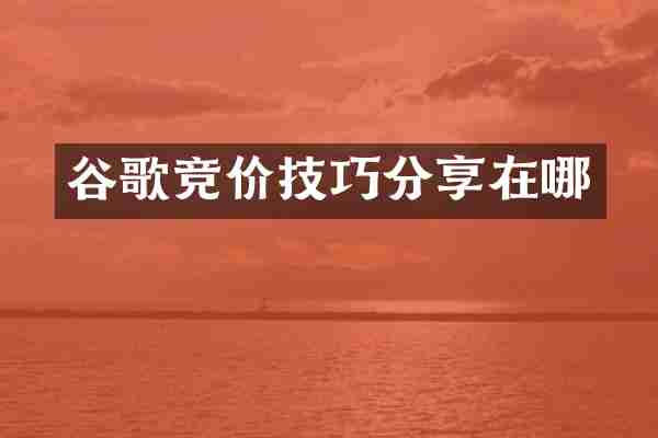 谷歌竞价技巧分享在哪
