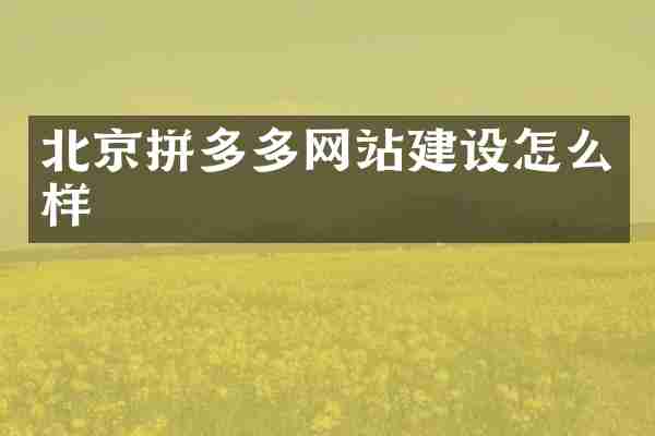 北京拼多多网站建设怎么样