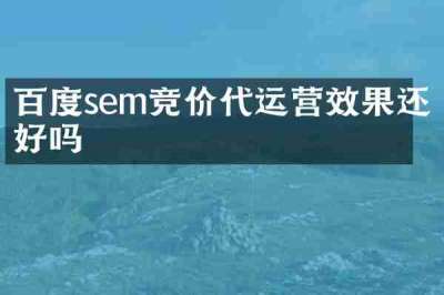 百度sem竞价代运营效果还好吗