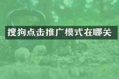 搜狗点击推广模式在哪关
