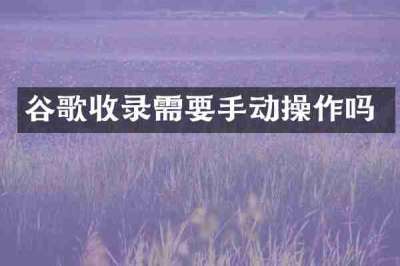 谷歌收录需要手动操作吗