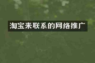 淘宝来联系的网络推广