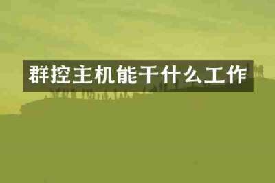 群控主机能干什么工作