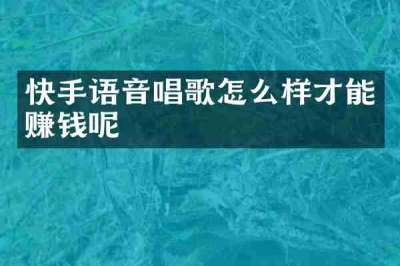快手语音唱歌怎么样才能赚钱呢