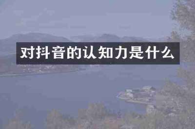 对抖音的认知力是什么