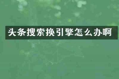 头条搜索换引擎怎么办啊