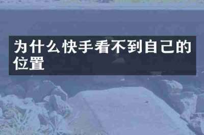 为什么快手看不到自己的位置