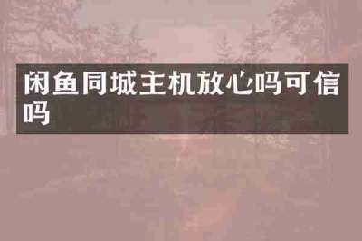 闲鱼同城主机放心吗可信吗