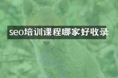 seo培训课程哪家好收录