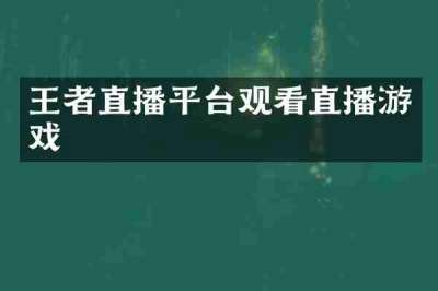 王者直播平台观看直播游戏