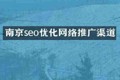 南京seo优化网络推广渠道