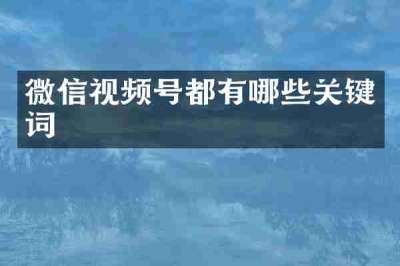 微信视频号都有哪些关键词