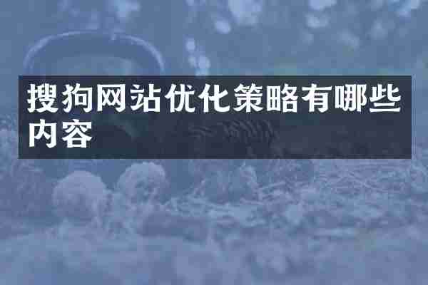 搜狗网站优化策略有哪些内容