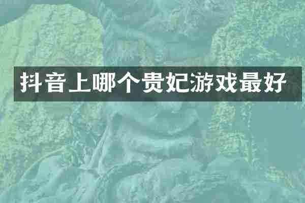 抖音上哪个贵妃游戏最好