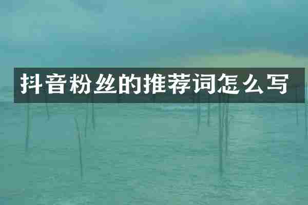 抖音粉丝的推荐词怎么写