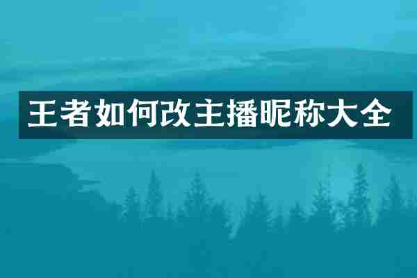 王者如何改主播昵称大全