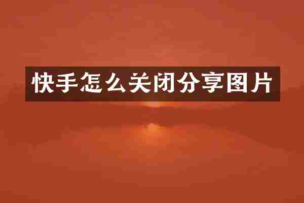 快手怎么关闭分享图片
