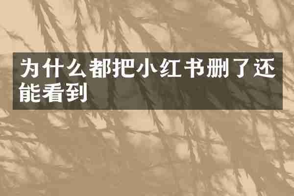 为什么都把小红书删了还能看到
