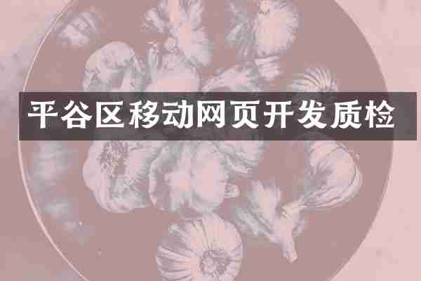 平谷区移动网页开发质检