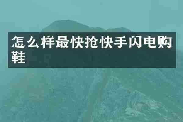 怎么样最快抢快手闪电购鞋