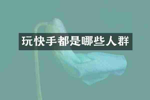玩快手都是哪些人群