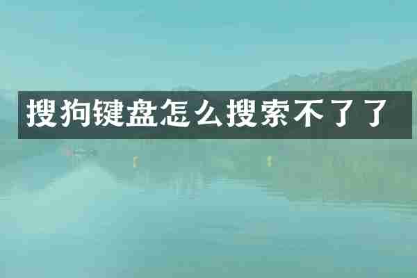 搜狗键盘怎么搜索不了了