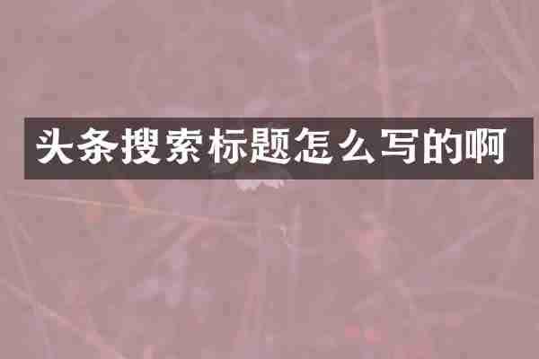 头条搜索标题怎么写的啊