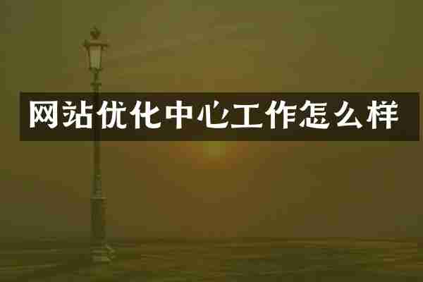 网站优化中心工作怎么样