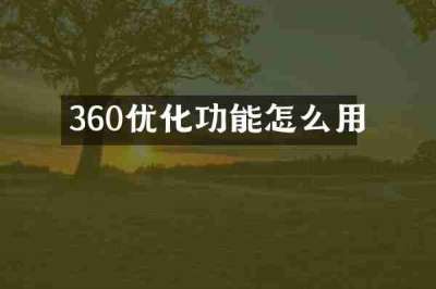360优化功能怎么用