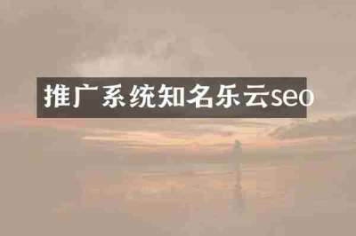 推广系统知名乐云seo