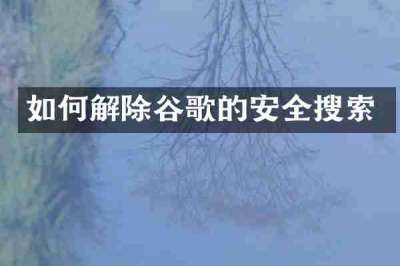 如何解除谷歌的安全搜索