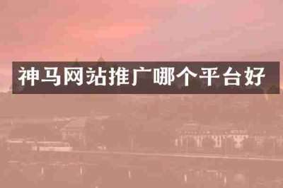 神马网站推广哪个平台好