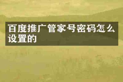 百度推广管家号密码怎么设置的